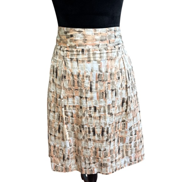 Ann Taylor Abstract Print A-Line Midi Skirt Size 10 - Picture 2 of 9